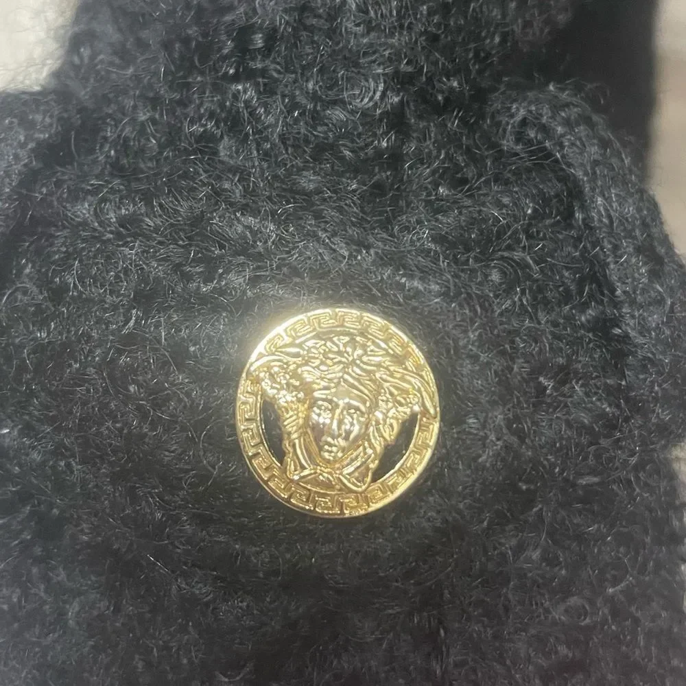 Versace Black Bouclé Wool Military Coat Gold Medusa Buttons. Size Small - Picture 6 of 6